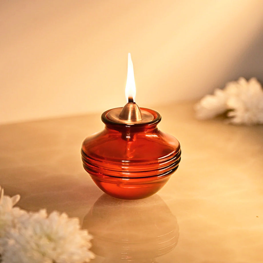 Kalash Oil Lamp - Amber
