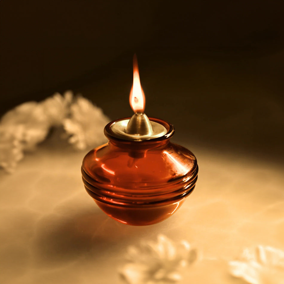 Kalash Oil Lamp - Amber