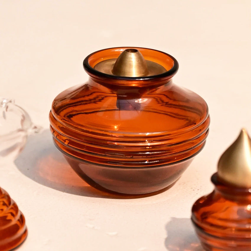 Kalash Oil Lamp - Amber