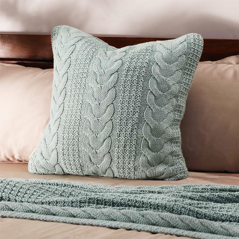 Wishbone Knitted Cushion Cover 50x50cm - Light Blue