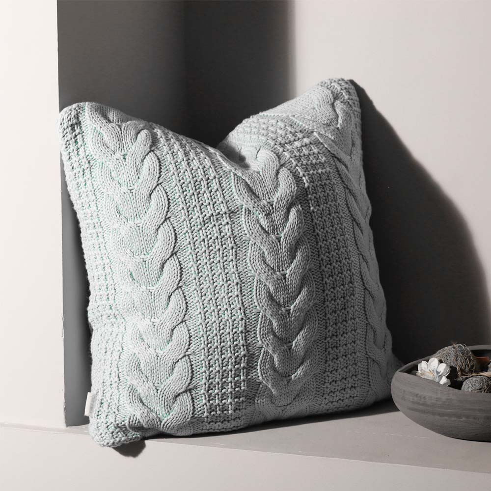 Wishbone Knitted Cushion Cover 50x50cm - Light Blue