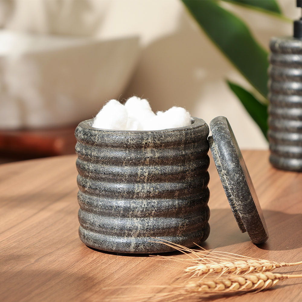 Kera Marble Storage Jar - Cloudy Black