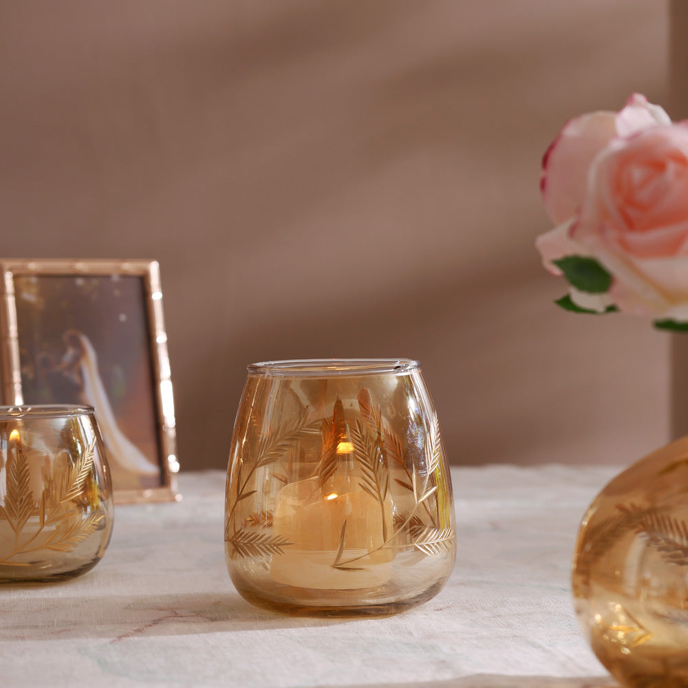 Kline Glass Candle Holder - Tinted Gold