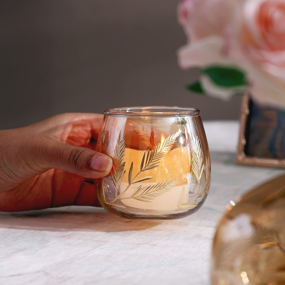 Kline Glass Tealight Holder - Tinted Gold