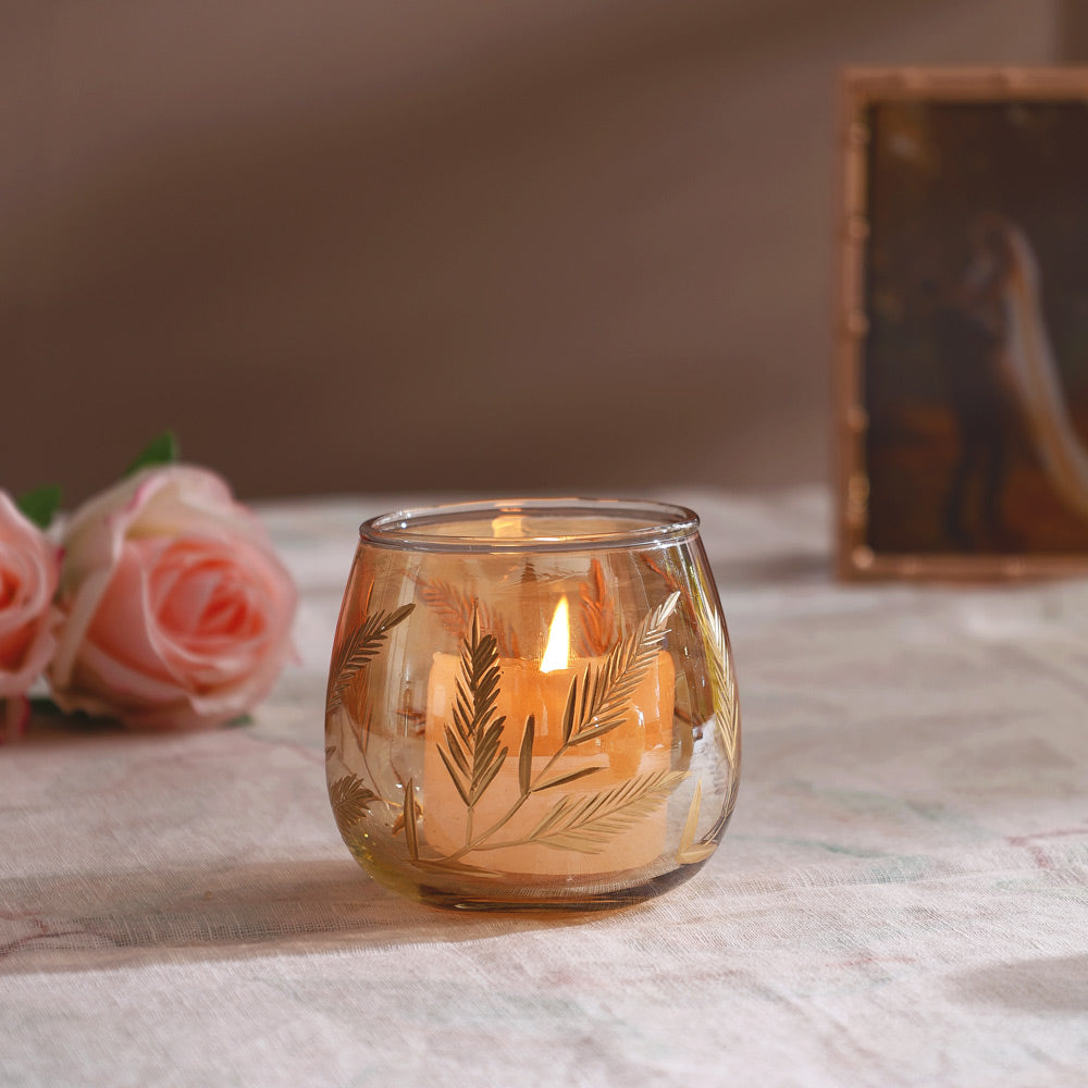 Kline Glass Tealight Holder - Tinted Gold