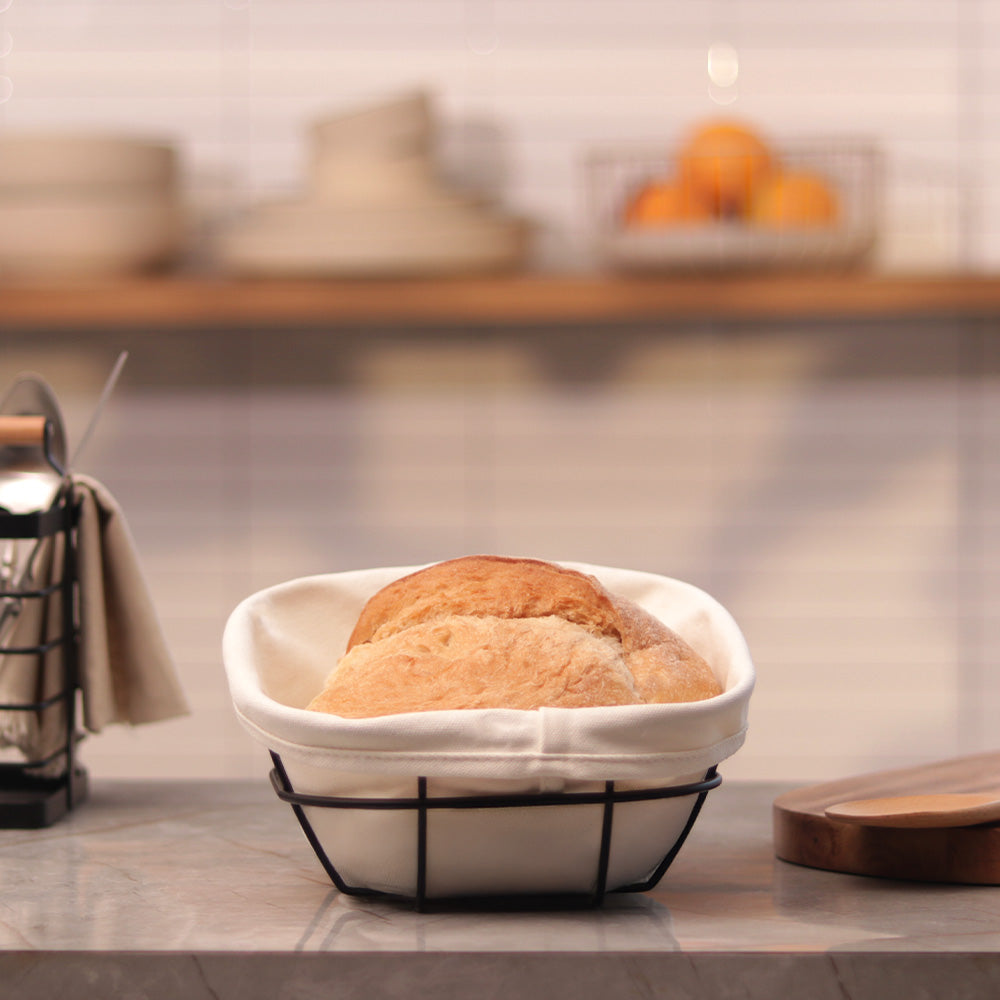 Kile Bread Basket with Lining Small - Black