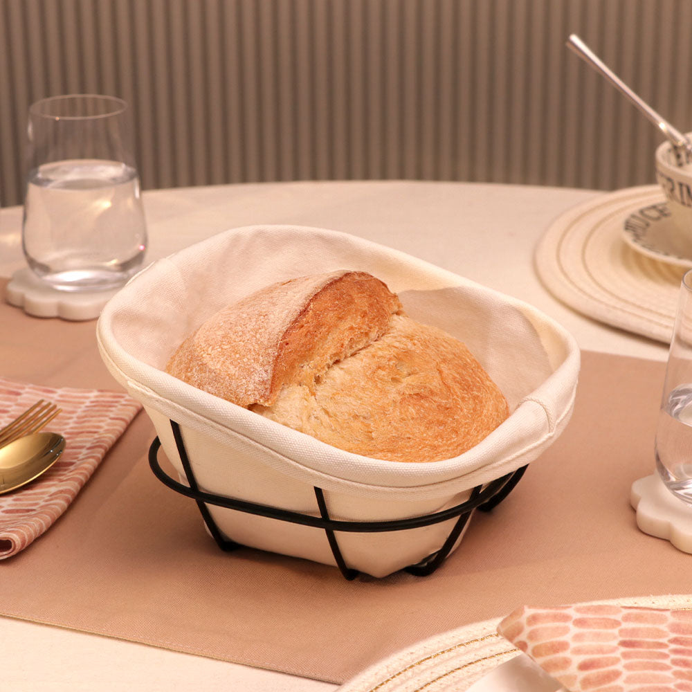 Kile Bread Basket with Lining Small - Black
