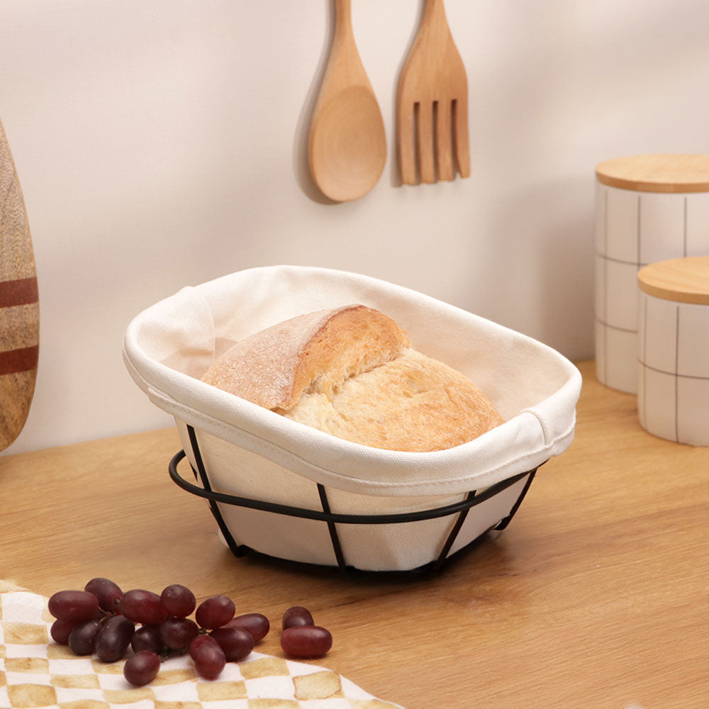 Kile Bread Basket with Lining Small - Black
