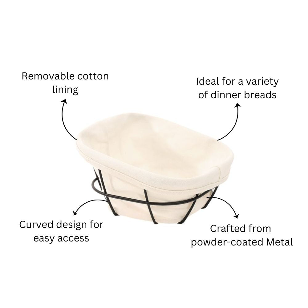 Kile Bread Basket with Lining Small - Black