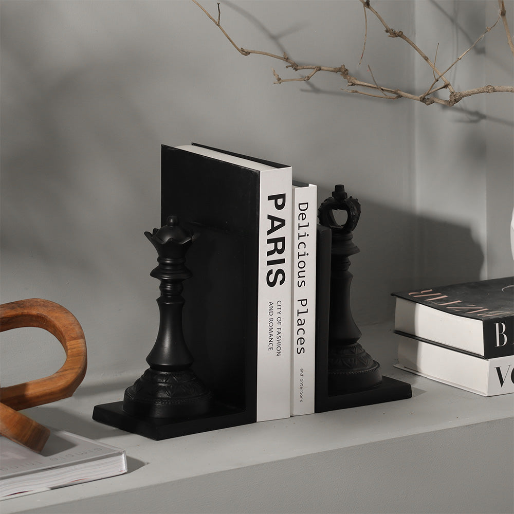 King and Queen Bookends, Set of 2 - Black