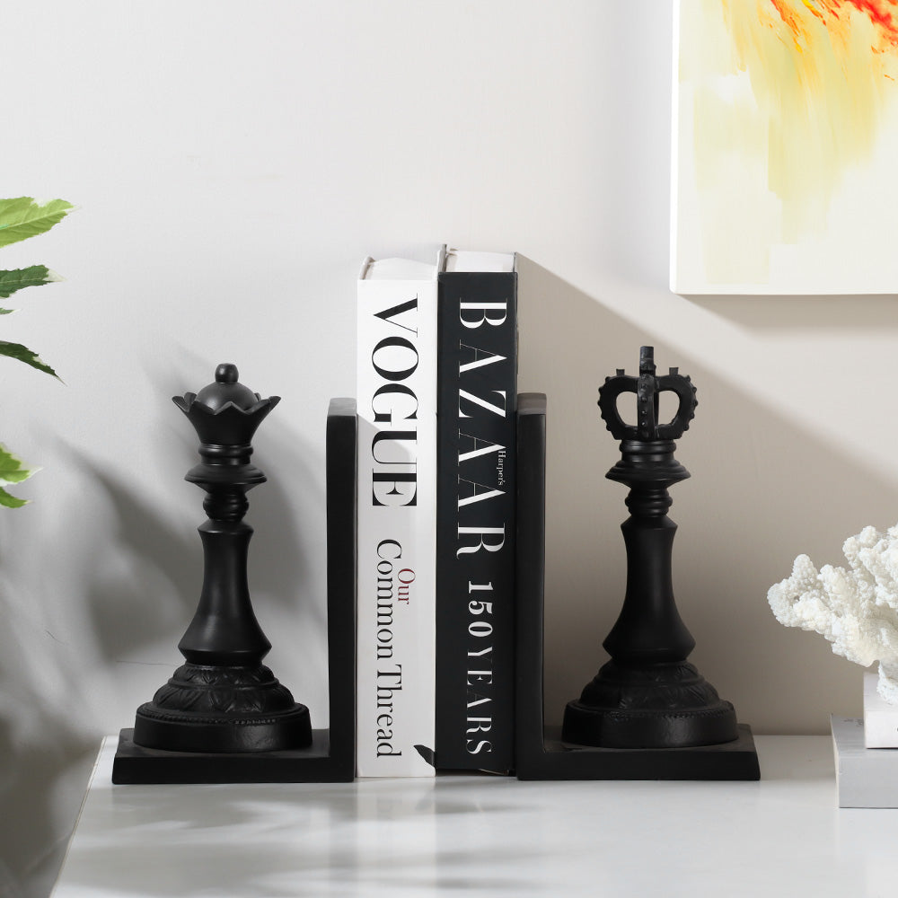 King and Queen Bookends, Set of 2 - Black