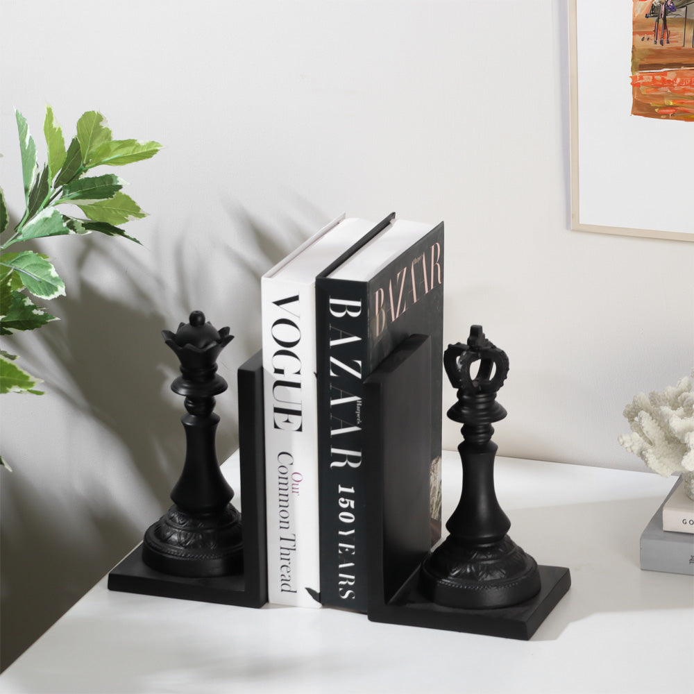 King and Queen Bookends, Set of 2 - Black