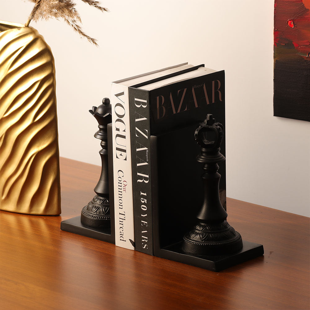 King and Queen Bookends, Set of 2 - Black