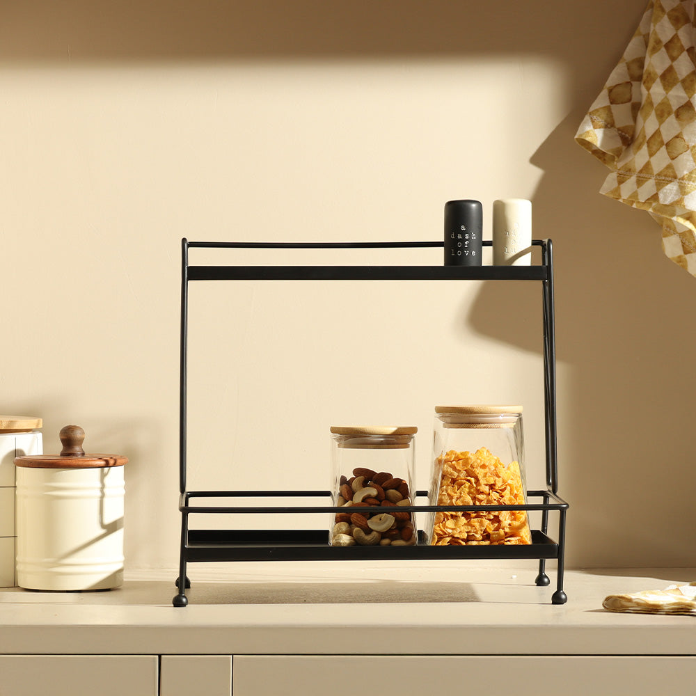 Kirin 2-Tier Metal Shelf - Black