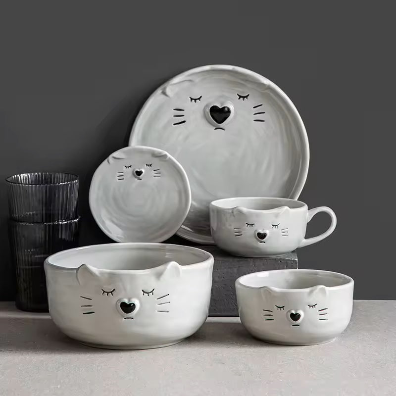 Kitty Ceramic Medium Bowl - Grey