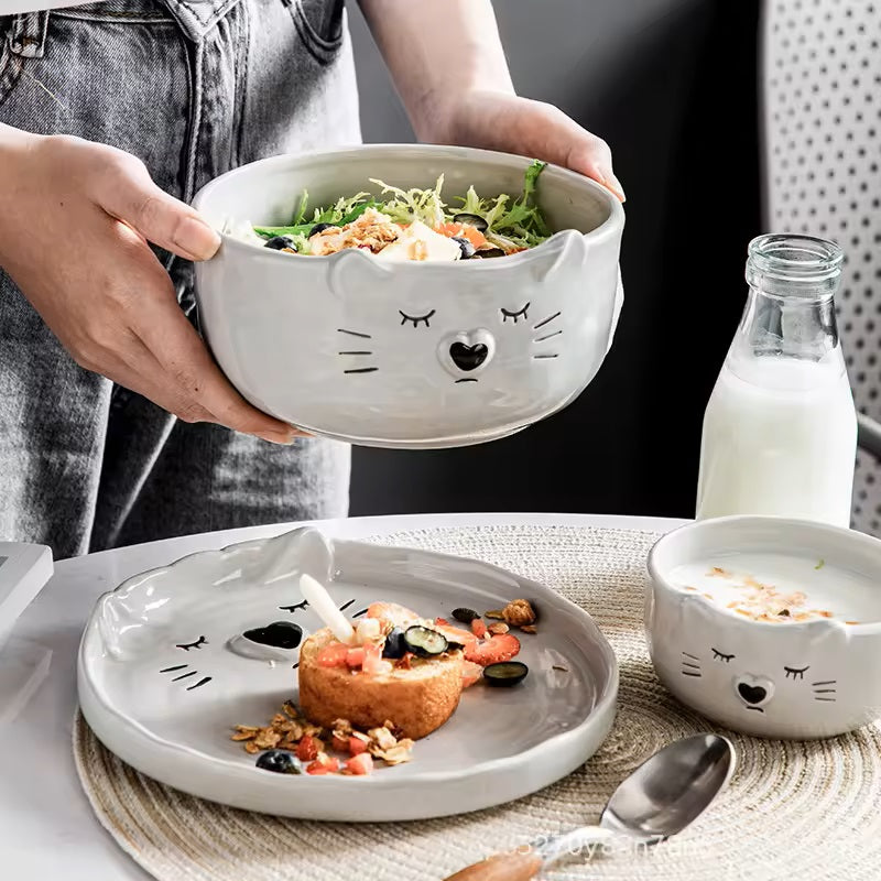 Kitty Ceramic Medium Bowl - Grey