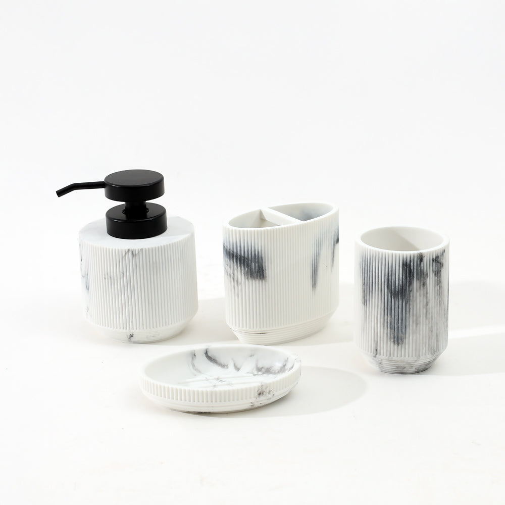 Klar 4-piece Bathroom Set - Marbled White