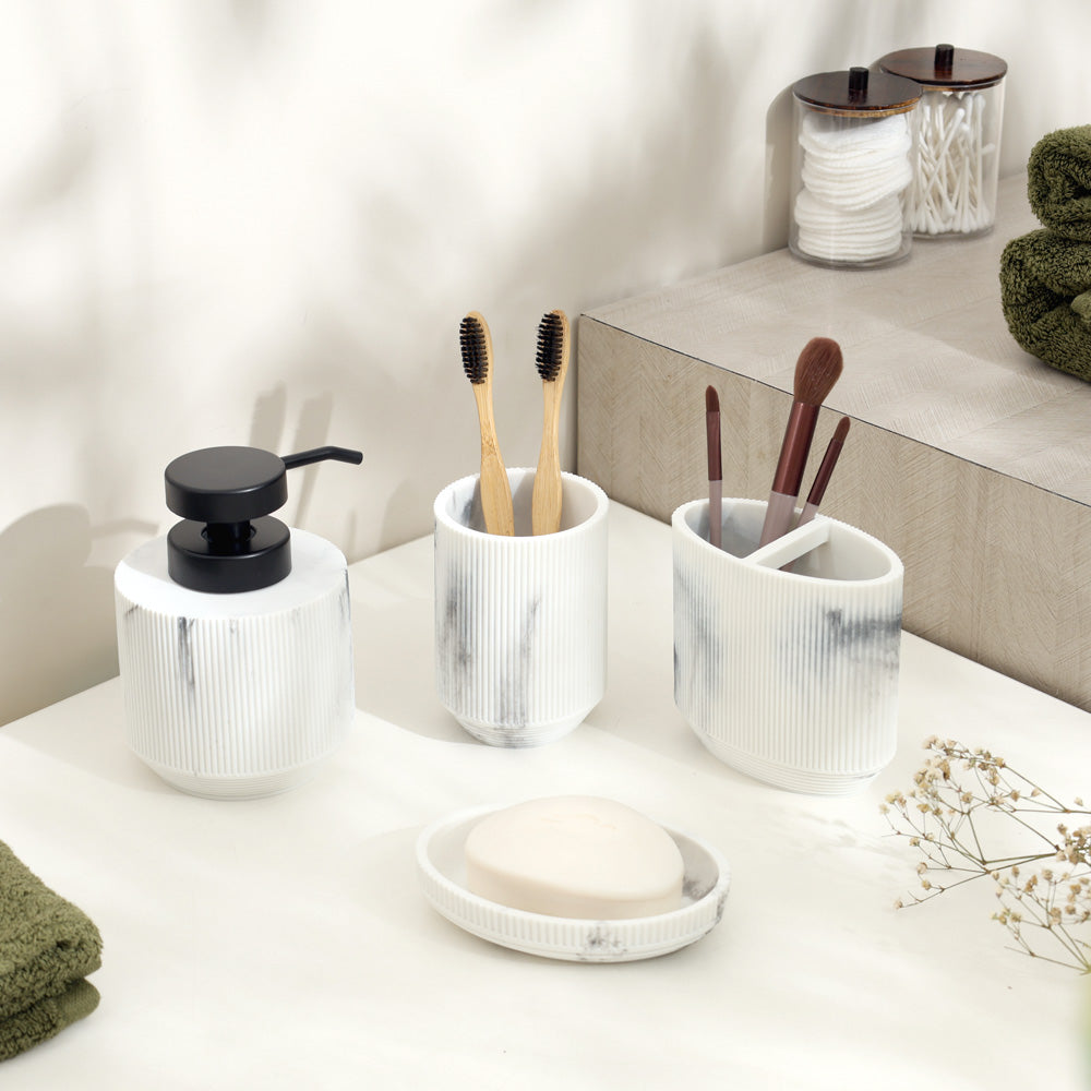 Klar 4-piece Bathroom Set - Marbled White
