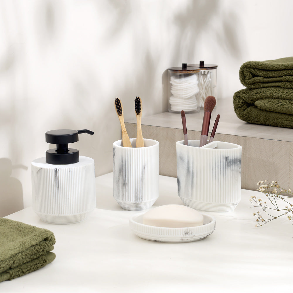 Klar 4-piece Bathroom Set - Marbled White