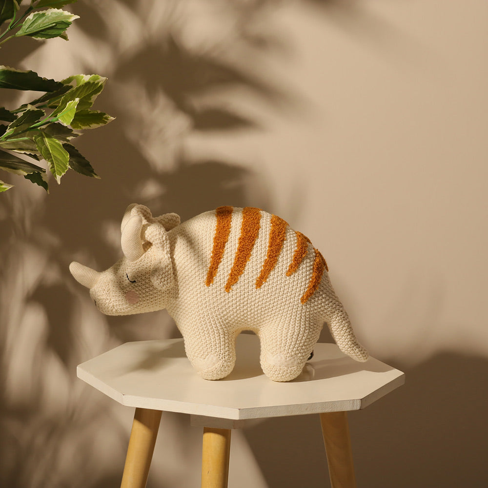 Knitted Soft Toy - Ivory Rhino