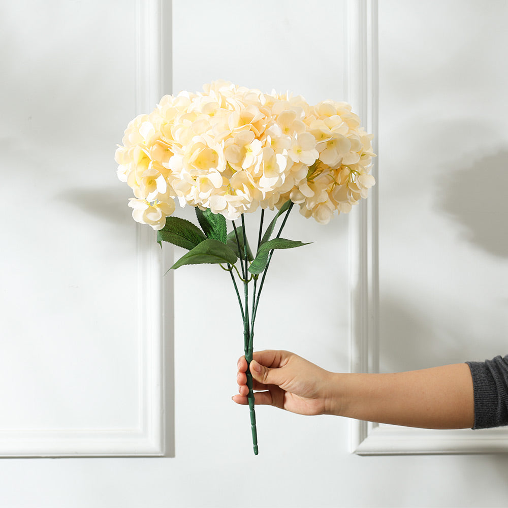 Lacecap Hydrangeas Faux Stem - Champagne