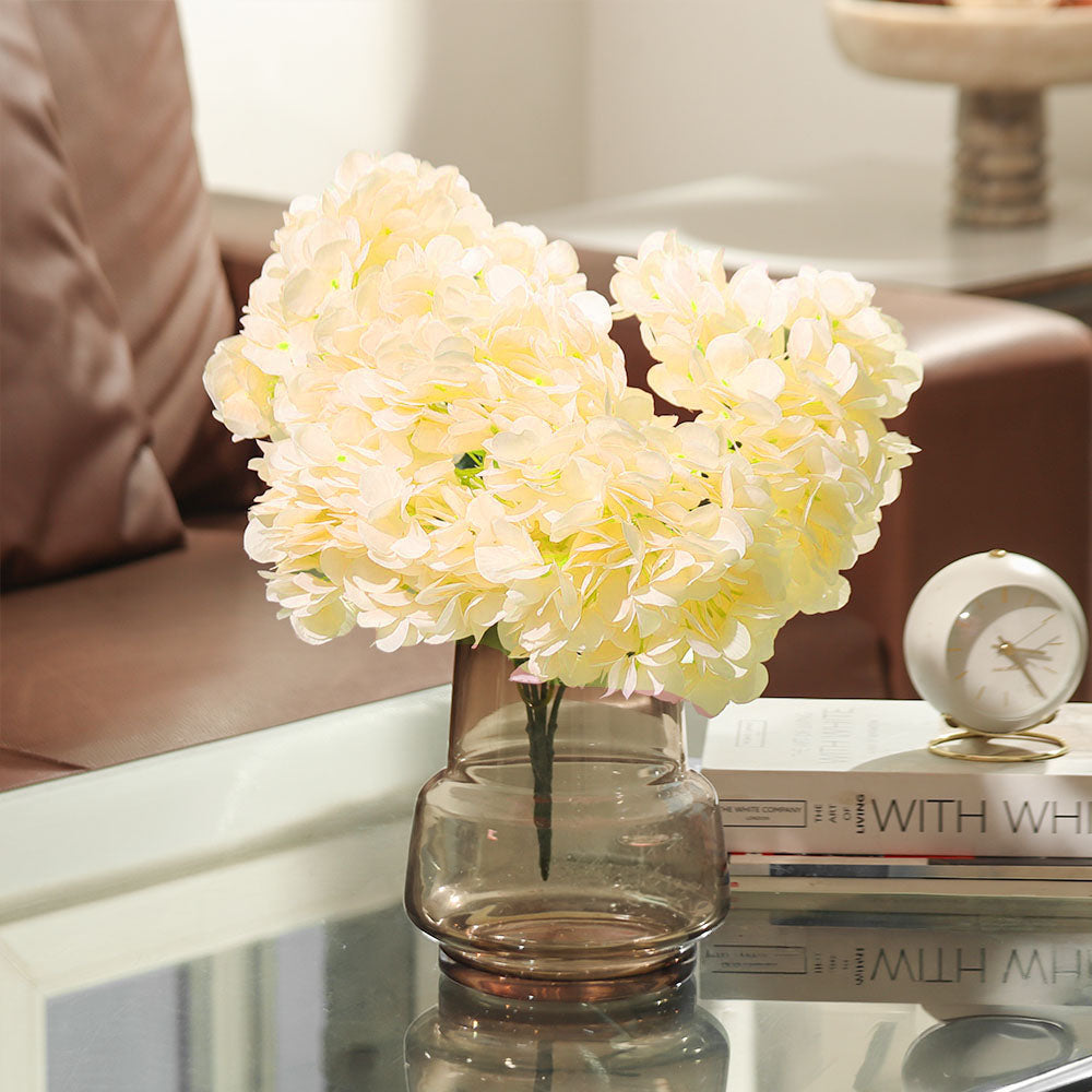 Lacecap Hydrangeas Faux Stem - Champagne