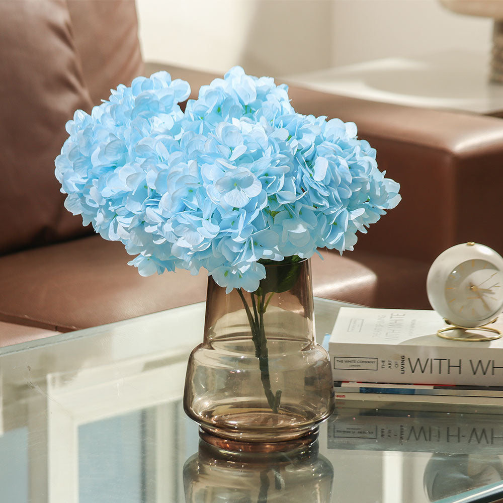 Lacecap Hydrangeas Faux Stem - Sky Blue