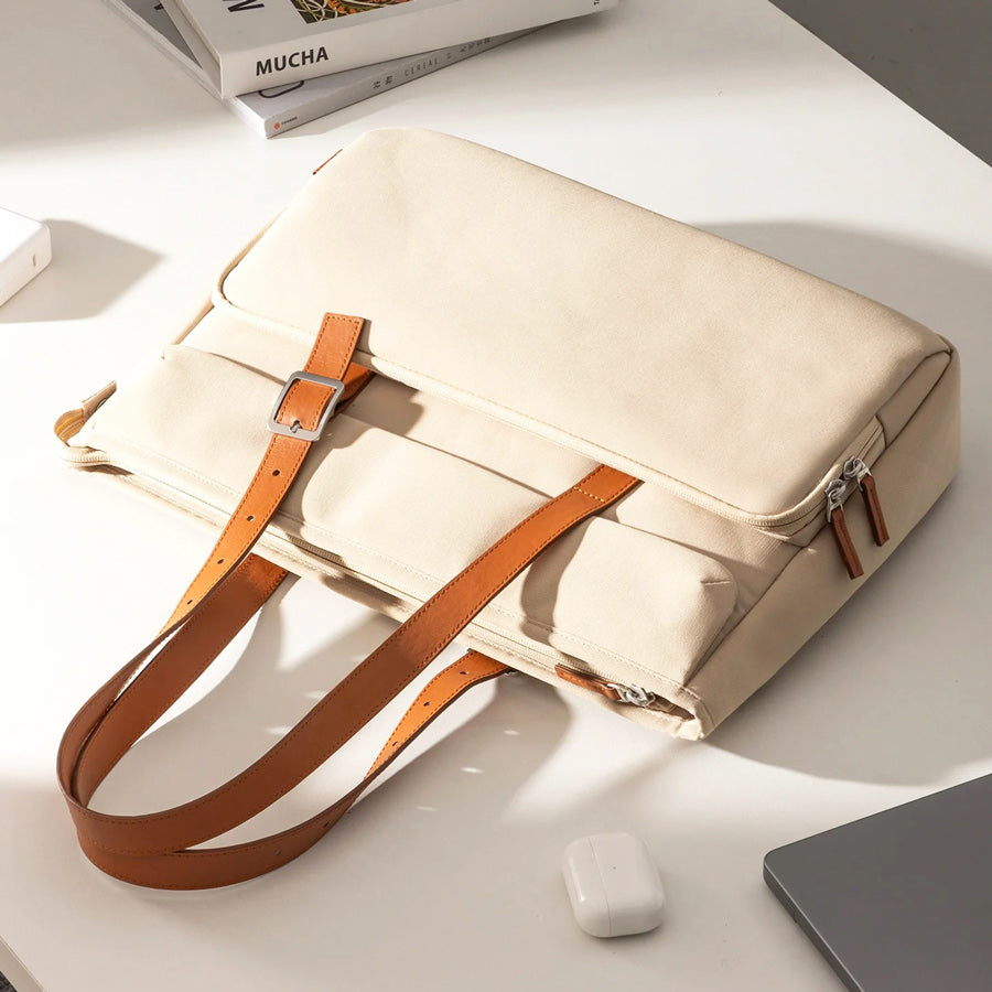 Laptop Shoulder Bag - Beige