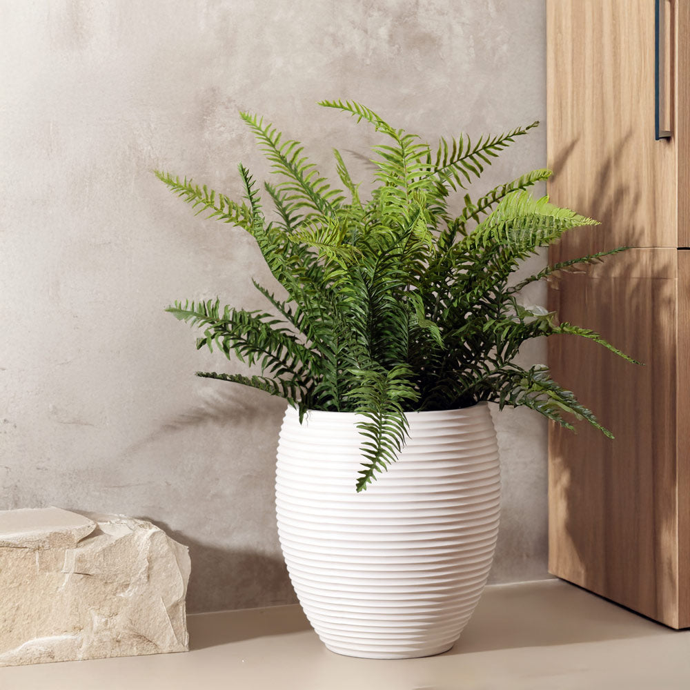 Lars Ribbed Tapered Planter - White