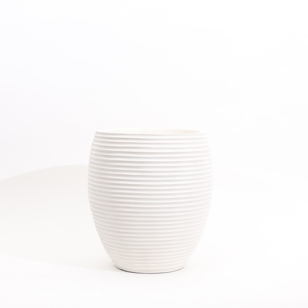Lars Ribbed Tapered Planter - White