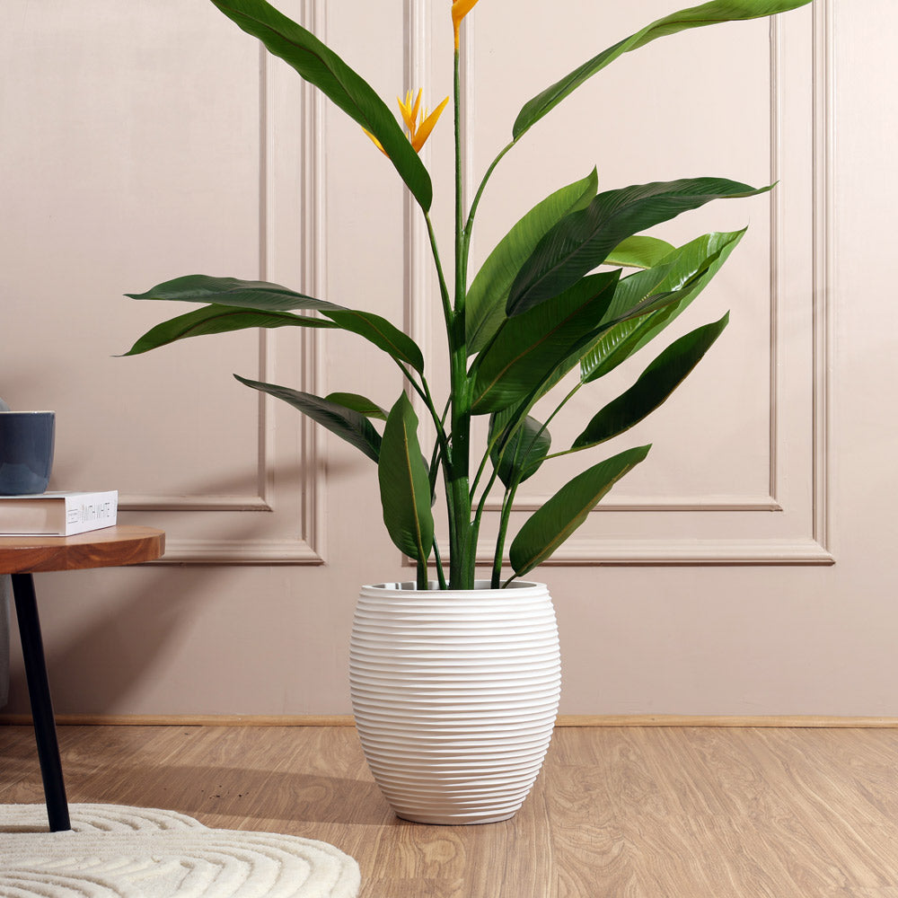 Lars Ribbed Tapered Planter - White