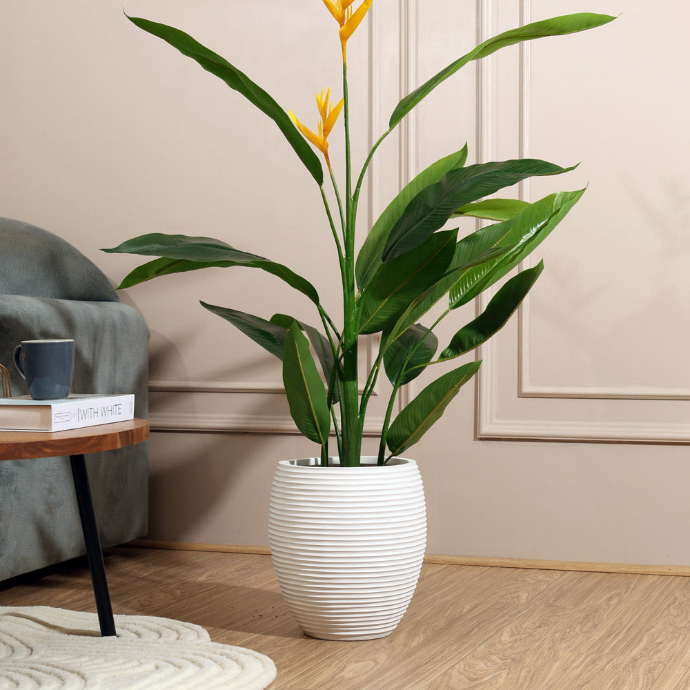Lars Ribbed Tapered Planter - White