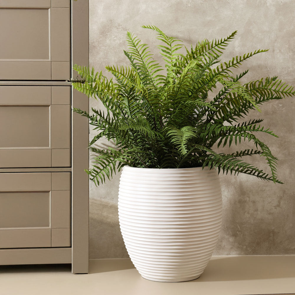 Lars Ribbed Tapered Planter - White