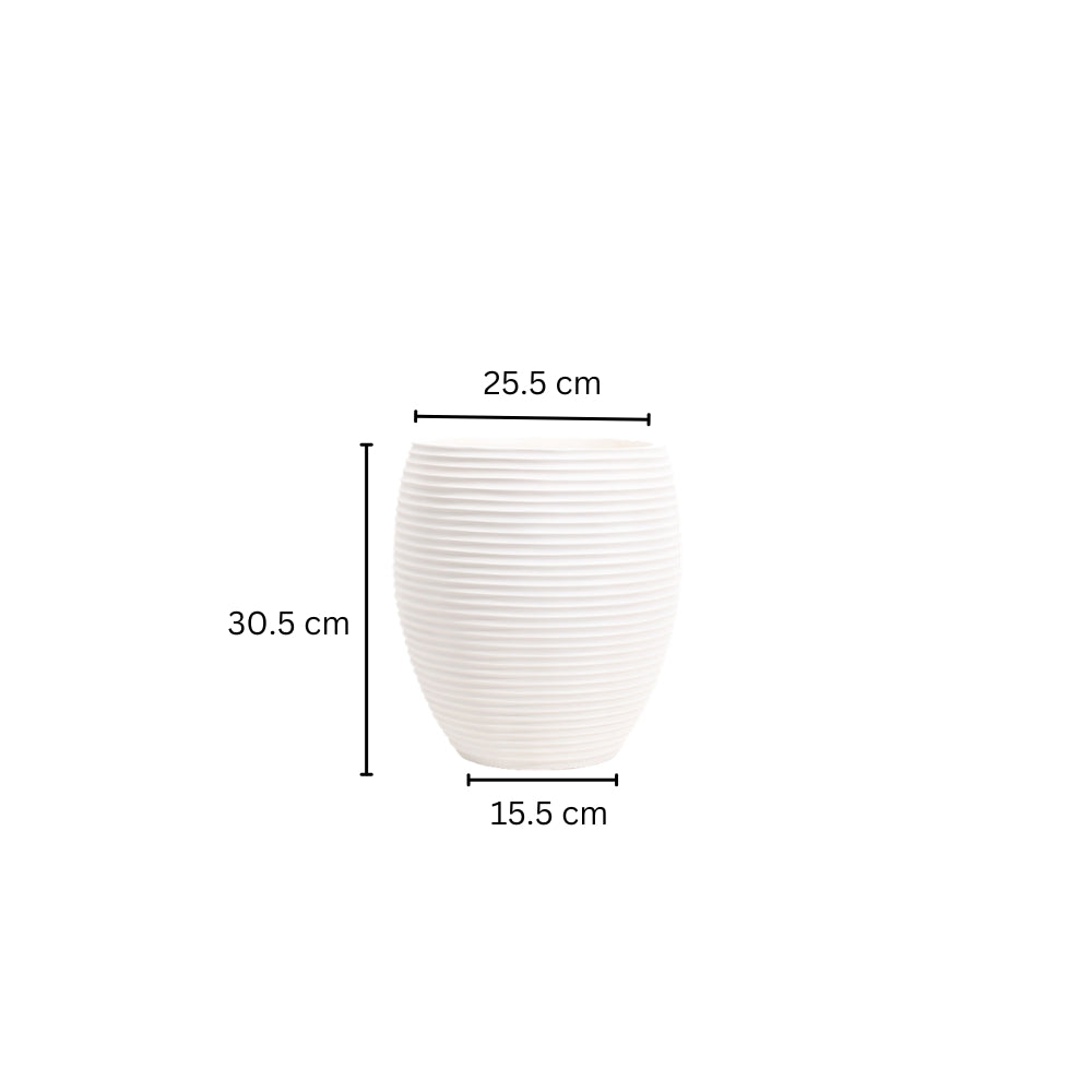 Lars Ribbed Tapered Planter - White