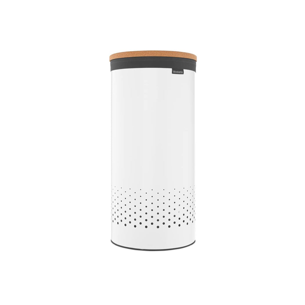 Laundry Bin with Cork Lid 35L - White