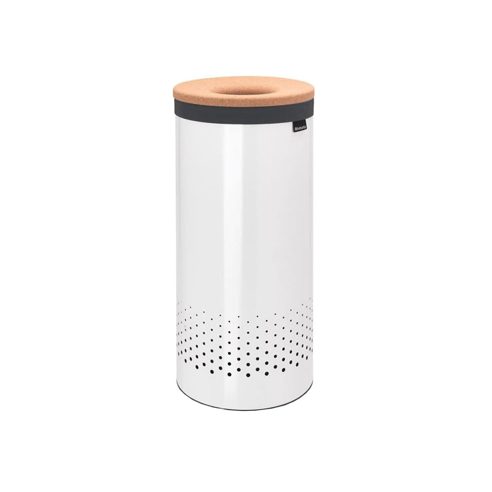 Laundry Bin with Cork Lid 35L - White