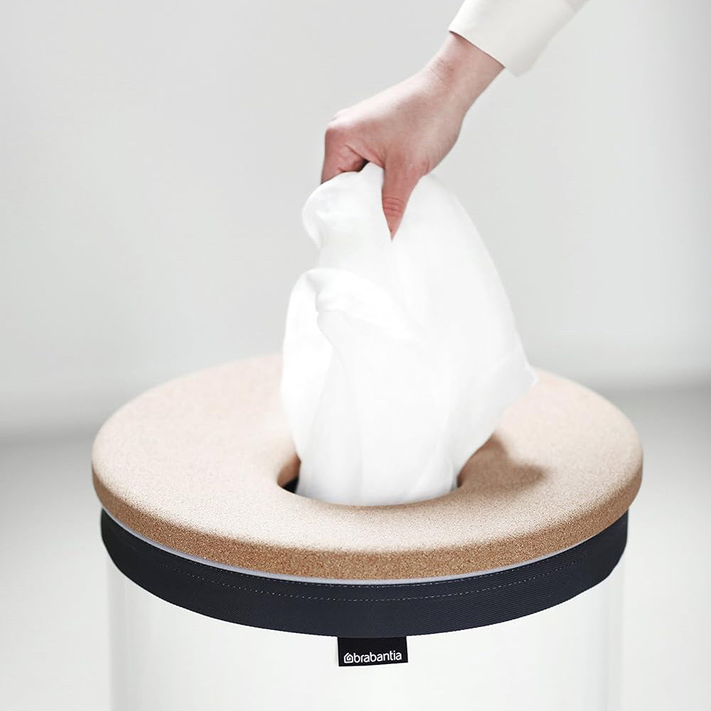 Laundry Bin with Cork Lid 60L - White