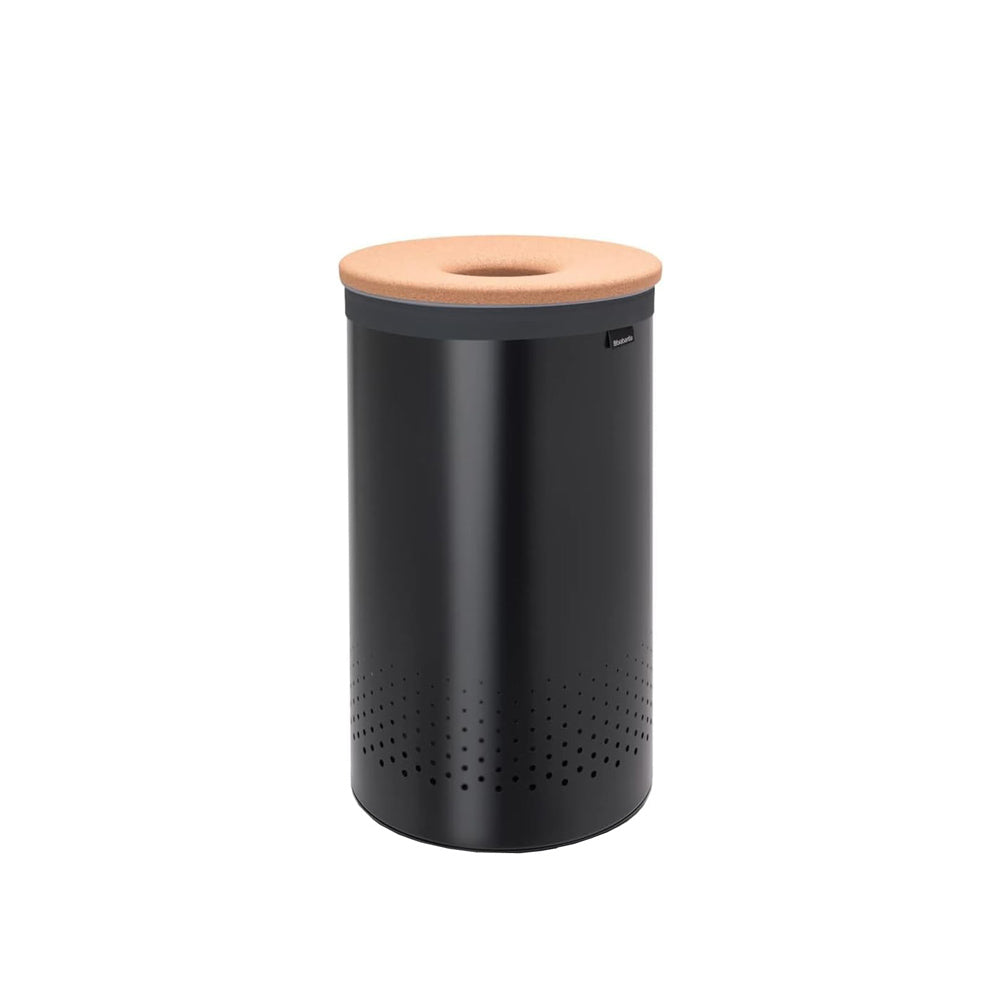 Laundry Bin with Cork Lid 60L - Matte Black