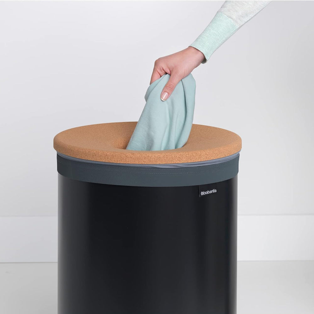 Laundry Bin with Cork Lid 60L - Matte Black