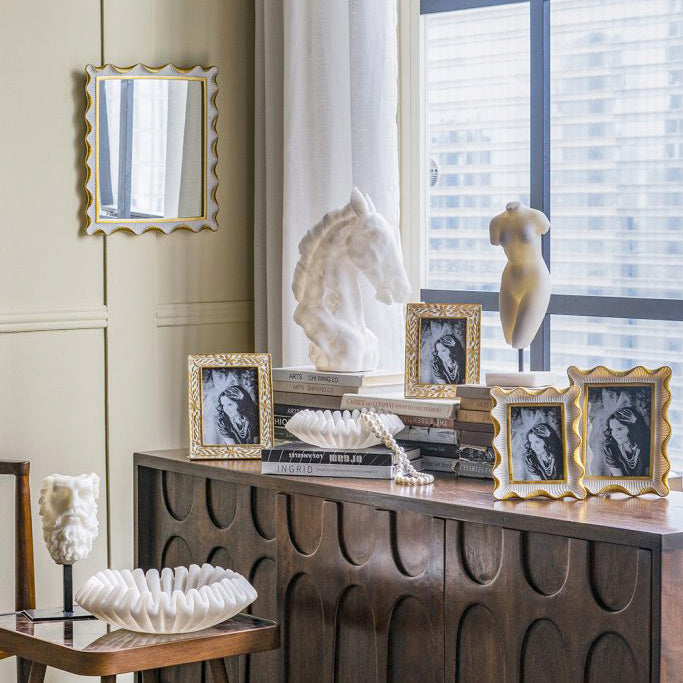 Laurel Photo Frame Large - Gold White