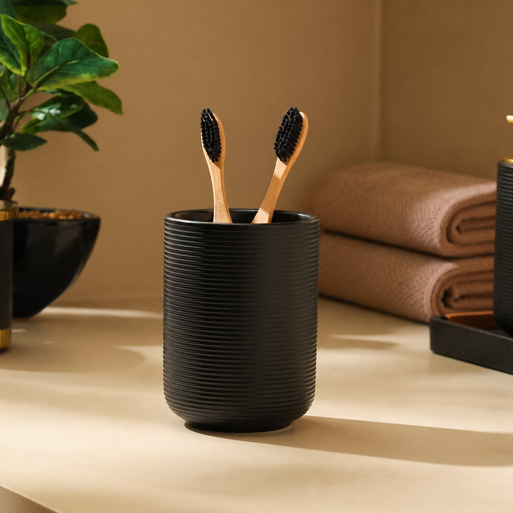 Lave Ceramic Toothbrush Tumbler - Black