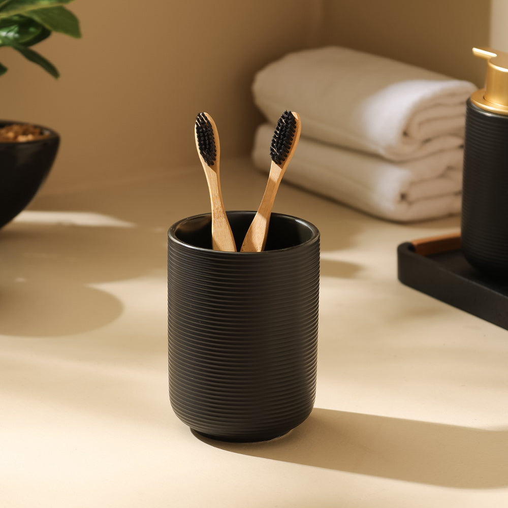 Lave Ceramic Toothbrush Tumbler - Black