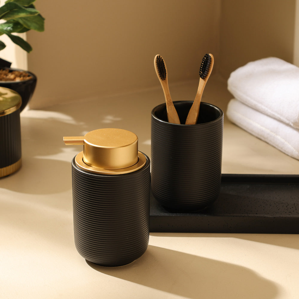 Lave Ceramic Toothbrush Tumbler - Black