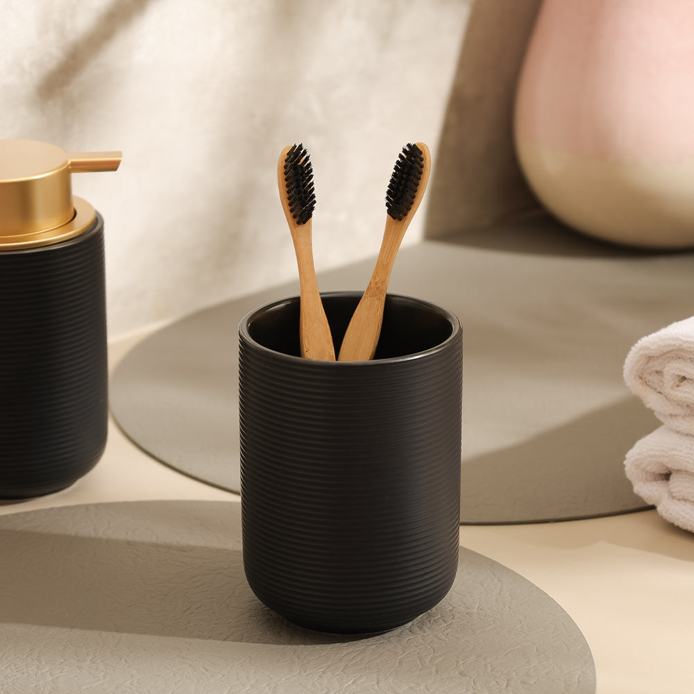 Lave Ceramic Toothbrush Tumbler - Black