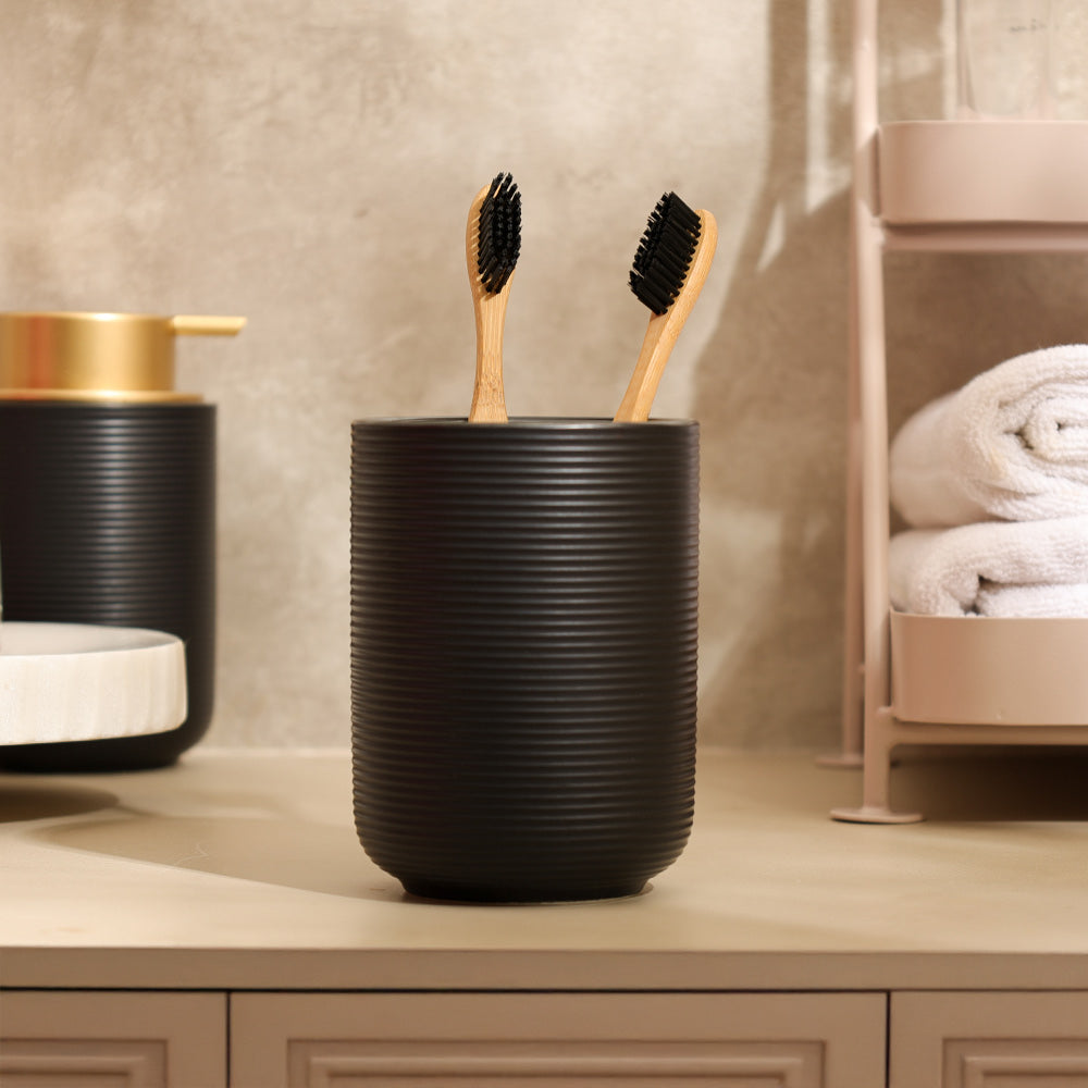 Lave Ceramic Toothbrush Tumbler - Black
