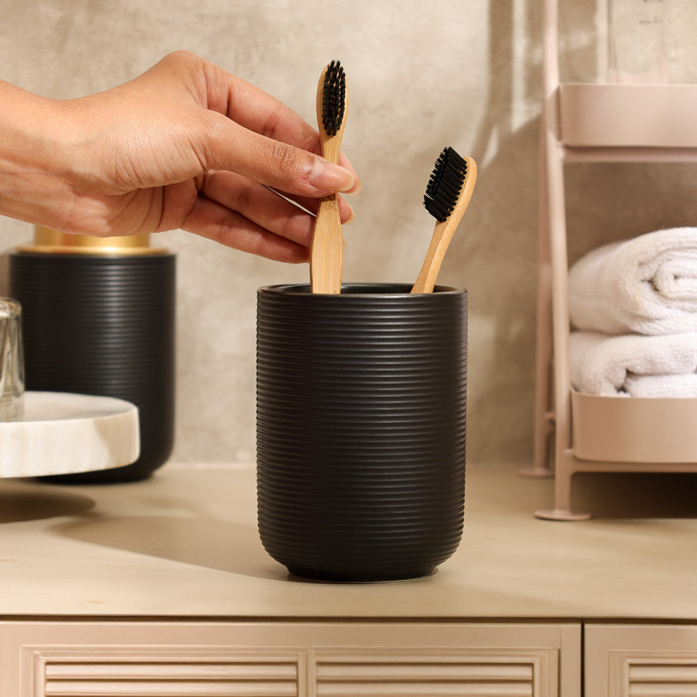 Lave Ceramic Toothbrush Tumbler - Black