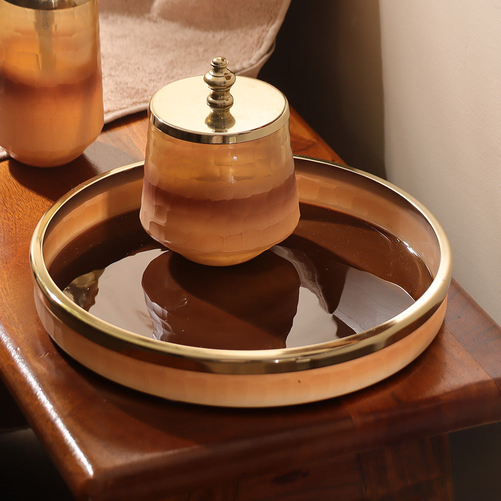 Iris Glass Round Vanity Tray - Pink Ombre