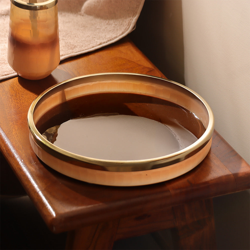 Iris Glass Round Vanity Tray - Pink Ombre