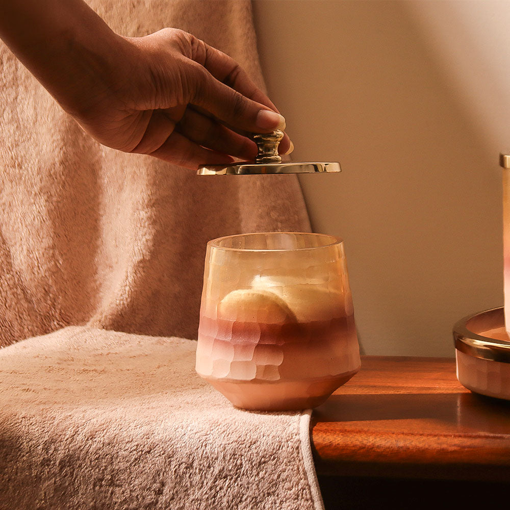 Iris Glass Storage Jar - Pink Ombre