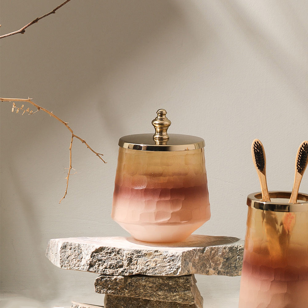 Iris Glass Storage Jar - Pink Ombre